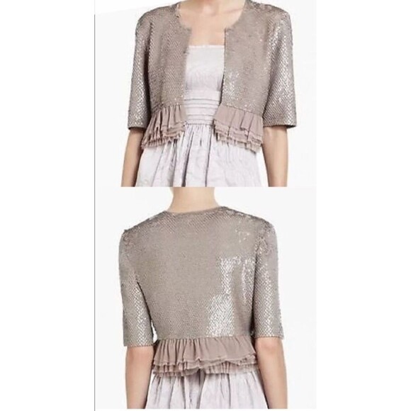 BCBG Maxazria Sequin Ruffled Cardigan Woman's Small - Picture 3 of 12